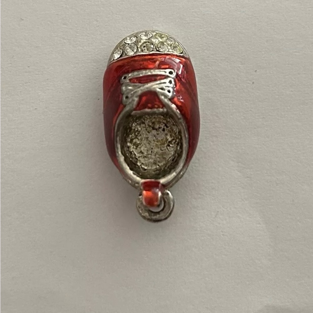 Firenza Miniature Charm Black With White Polka Dots Enamel Rhinestones